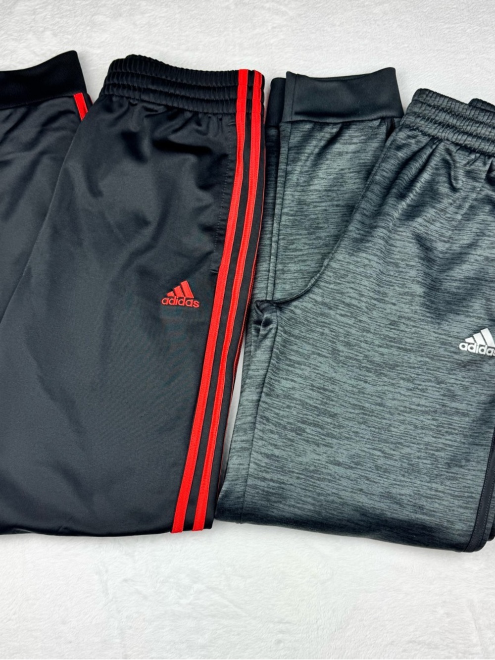Adidas Youth Boys lot of 2 Track Pants/ Warm Up Pants. Size XL 18/20. Red/ gray